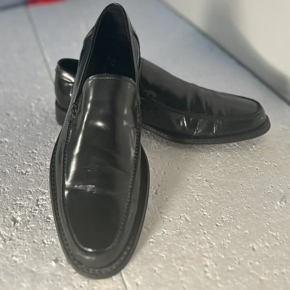 Kenneth Cole SZ 7.5 Men's New Leaf Black Leather Loafer Dress Office Old Money